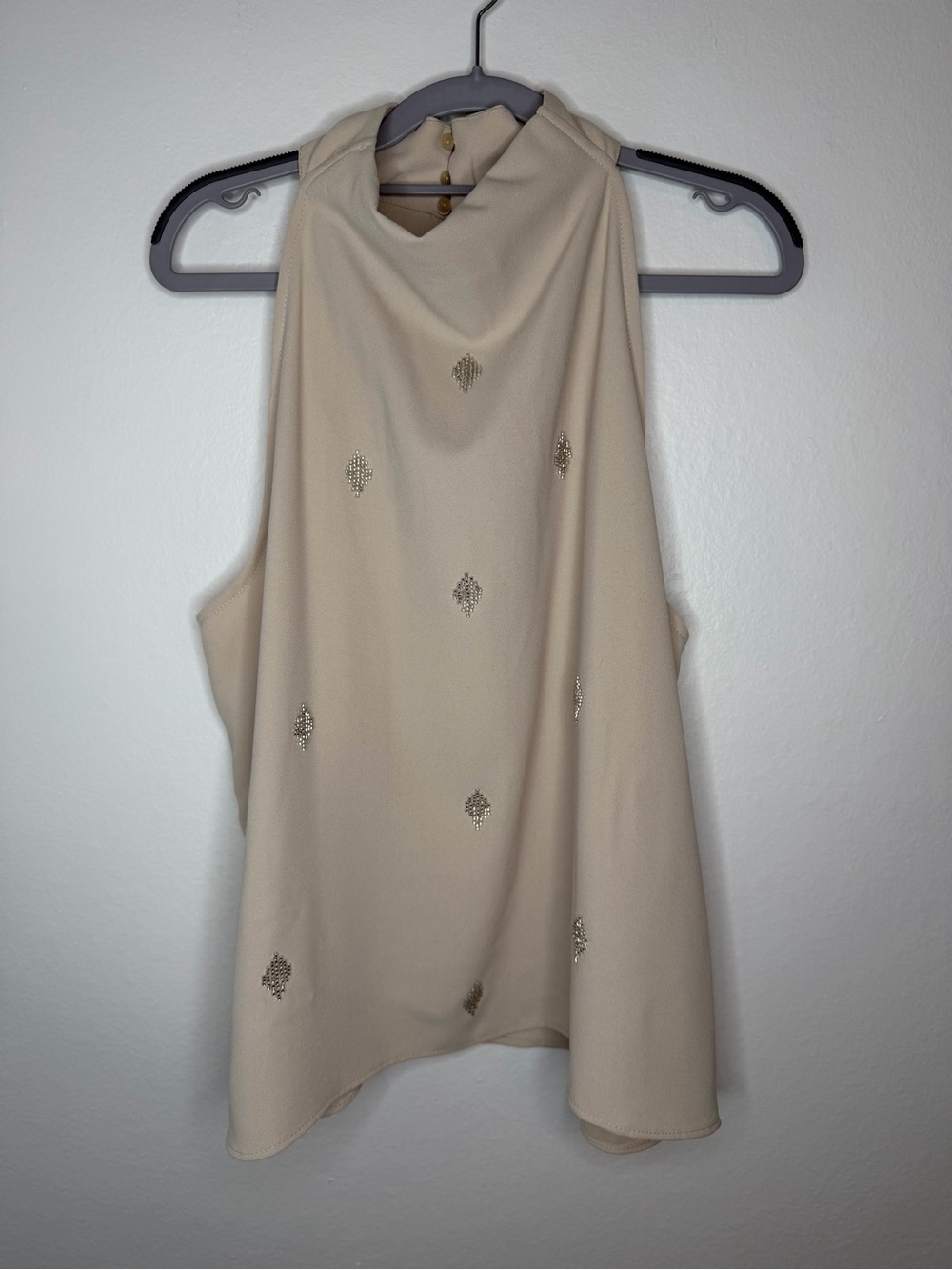 NWT Zara Cream Beaded High Neck Sleeveless Top XL - Picture 2 of 9